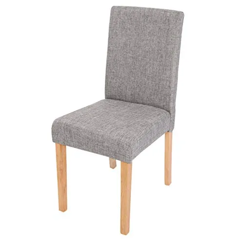 CHEFGASTRO Esszimmerstuhl klassisch und zeitlos HxBxT 90x43x56cm Sitzhöhe 45cm Stoff/Textil helle Beine Grau Küchenstuhl Stuhl