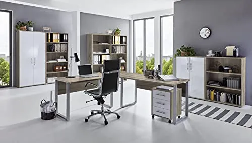 Büromöbel Arbeitszimmer Komplett Office Edition in Sonoma Eiche/Weiß Matt