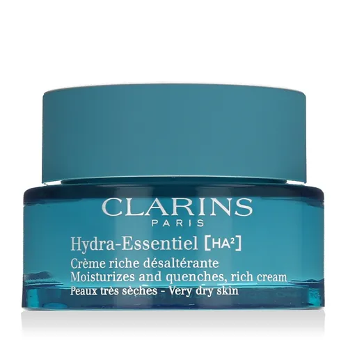 CLARINS Hydra-Essentiel Crème riche désaltérante 50 ml - Sonstige Gesichtspflegeartikel mit intensiver Feuchtigkeitsversorgung durch Sheabutter und Hyaluronsäure-Duo, ideal für sehr trockene Haut.