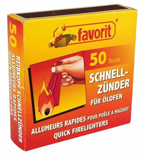 Favorit Ölofenschnellanzünder mit integriertem Streichholz 50 Stück - Ölofenanzünder für schnelles und einfaches Anzünden, ideal für gemütliche Abende am Kamin oder Ofen.