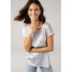 Laura Scott Satin Shirtbluse mit dezentem Aufdruck von Laura Scott