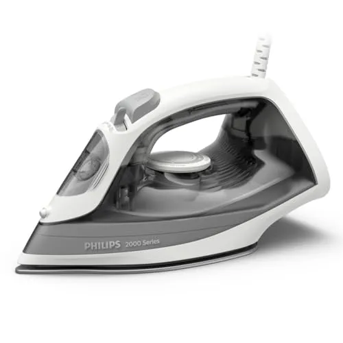 Philips 2000-Serie Dampfbügeleisen - Effizientes Bügeln mit 25 g/min Dauerdampf - Dampfbügeleisen mit 250 ml Wassertank und 4 Dampfstufen für müheloses Entknittern aller Stoffe. Die kratzfeste Keramiksohle sorgt für sanftes Gleiten und das leichte Design erleichtert das Bügeln.