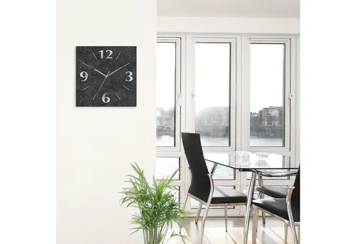 Artland Wanduhr Granit-Gestein-Anthrazit - Lautloses Quarz- oder Funkwerk - Wanduhren in stilvollem Design, wahlweise mit Quarz- oder Funkuhrwerk, ideal für ruhige Räume. Made in Germany und ohne störende Tickgeräusche.