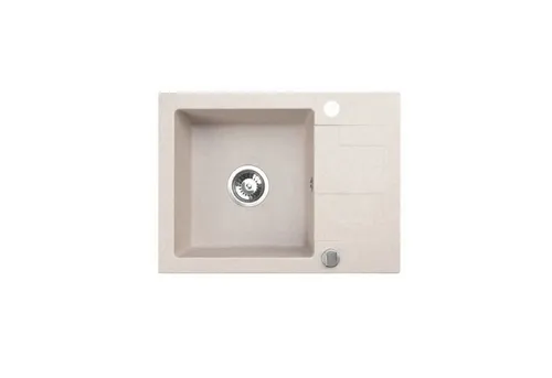 QLS Küchenspüle NELI 59 x 44 cm – Edles Granit-Spülbecken in Beige - Vielseitige Küchenspüle mit automatischem Siphon. Kratzfest, stoßfest und temperaturbeständig – ideal für den täglichen Einsatz in der Küche.