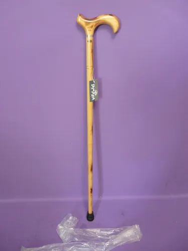 Gehstock Gehhilfe Spazierstock gebrannte Buche Derbygriff mit Messingkraken 94cm