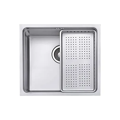 JASSFERRY Spülbecken 304 Edelstahl Unterbau 49 x 44 cm, 1 Becken Unterbauspüle mit Überlauf
