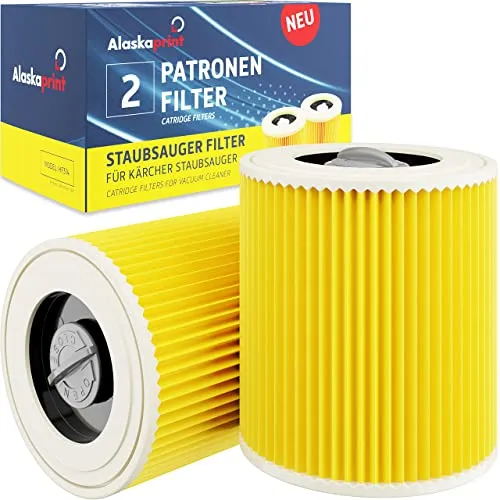 Alaskaprint 2xPatronenfilter Patronen Filter Staubsauger kompatibel mit Kärcher WD3 Premium WD2 WD3 WD 3 MV3 WD 3 P Extension KIT ersetzt 6.414-552.0, 6.414-772.0, 6.414-547.0