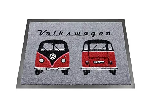 VW T1 Fußmatte von VW Collection, grau - VW Collection Fußmatte im angesagten VW T1 Design. Strapazierfähig und robust, ideal gegen Schmutz und ein echter Blickfang vor jeder Tür.