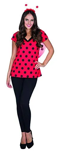 Rubie's 13323-42/44 V-Shirt Marienkäfer rot schwarz gepunktet Damen Karneval Insekt Kostüm, Multi-Colored