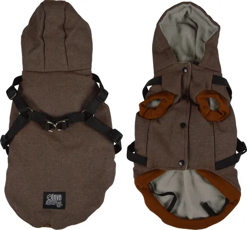 Hunde Mantel m. Gurt Winterjacke Hundemantel Hundebekleidung Mantel Jacken braun, Größe:L