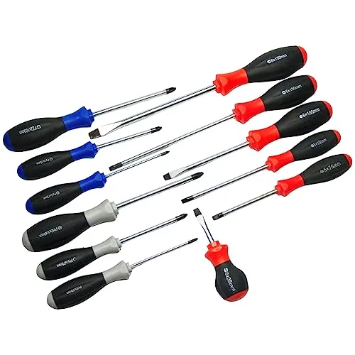 Craft-Equip 12 tlg. Schraubendreher Set Kreuz Schlitz Schraubenzieher Werkzeug