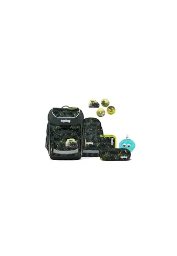 ergobag cubo Bundle Set Schulranzen MähdreschBär - Grau - Ergonomischer Schulranzen mit höhenverstellbarem Tragesystem für optimalen Tragekomfort. Inklusive Sportbeutel und gefülltem Federmäppchen, ideal für die 1. Klasse.