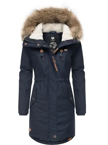 Ragwear Damen Wintermantel Tawny Parka mit abnehmbarem Kunstfell - Funktionsjacke für kalte Tage, wasser- und windabweisend, mit kuscheligem Teddyfellfutter und modischer Passform.