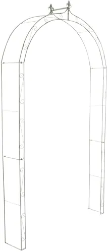 CLP Rosenbogen aus Metall stabil Anna, stabile Rankhilfe für Kletterpflanzen, wetterfester Gartenbogen in Landhausstil, Farbe:antik-grün