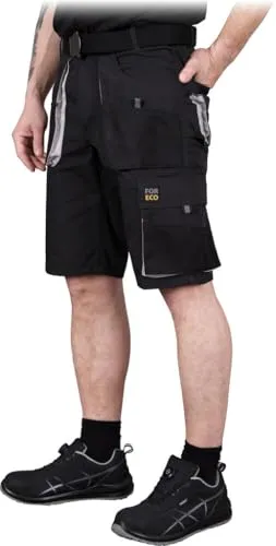 REIS FORECO-TS BJS Arbeitsshorts für Herren, Cargo-Shorts, Sicherheitsshorts, Arbeitsshorts, Garten-Shorts, Schwarz-Hellgrau, Größe: S