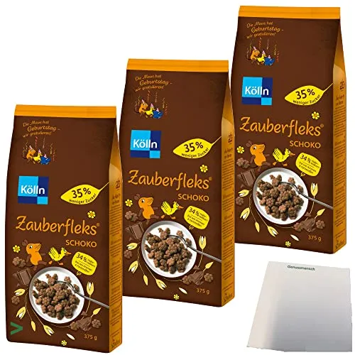 Kölln Zauberfleks Schoko 3er Pack (3x375g Beutel) + usy Block