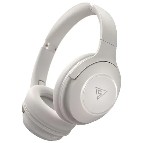 DOQAUS Bluetooth Kopfhörer Over Ear, 70 Stunden Spielzeit,Kopfhörer Kabellos Bluetooth mit 3 EQ-Modi,HiFi-Stereo Faltbares Wireless Headphones für Reisen/Büro/Handy/PC-Hellgrau