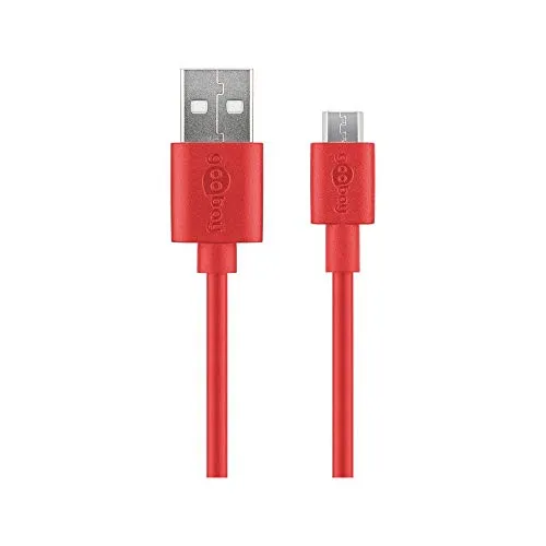 Goobay 43700 Micro USB Lade und Synchronisationskabel für Android-Geräte, Rot