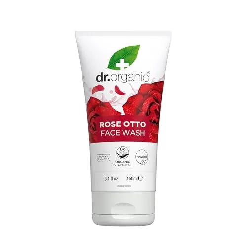 Dr. Organic Rose Otto Gesichtswaschmittel, Reinigend, Reife Haut, Herren, Damen, natürlich, vegan, tierversuchsfrei, paraben- und SLS-frei, recycelt & recycelbar, biologisch, 150ml