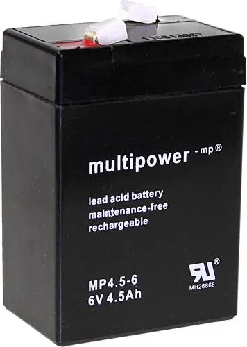 Multipower PB-6-4,5-4,8 MP4,5-6 Bleiakku 6V 4.5Ah Blei-Vlies (AGM) (B x H x T) 70 x 105 x 47mm Flachstecker 4.8mm Wartungsfrei