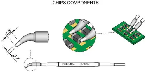 JBC Tools C120004 Entlötspitze gebogen 0.7mm - Lötgeräte für präzise Arbeiten, ideal zum schnellen Entlöten von Chip-Komponenten mit anpassbaren Spitzen für optimale Benutzerfreundlichkeit.