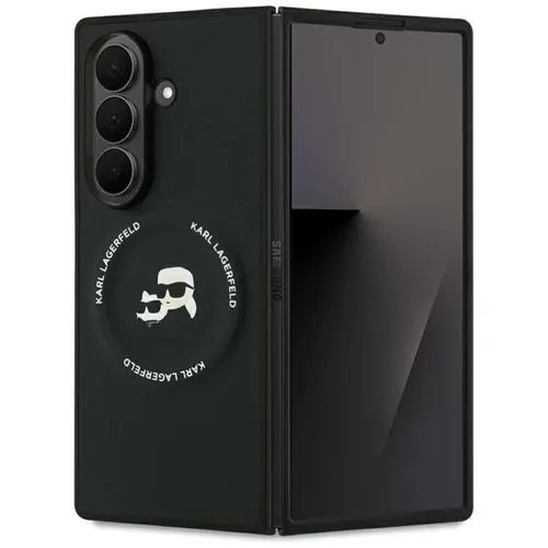 Hülle Galaxy Z Fold 7 - Karl Lagerfeld Kunstleder schwarz mit MagSafe - Handyhülle aus hochwertigem Kunstleder, elegantes Design mit Karl Lagerfelds Katze Choupette, MagSafe-kompatibel und stoßfest für optimalen Schutz.