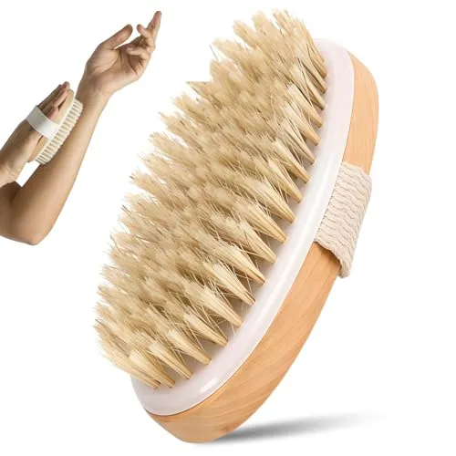Trockenbürste Badebürste,Badebürste zum Entfernen abgestorbener Haut,Massagebürste,Körperbürste Naturborsten,Körperbürste Saunabürste für Peeling und Massage,zum entfernen von abgestorbener Haut