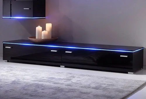 Höltkemeyer Lowboard Happy, TV-Board 110 cm schwarz - TV-Halterungen, modernes Lowboard mit pflegeleichter Oberfläche und beleuchtbarem Oberboden für stimmungsvolle Akzente.