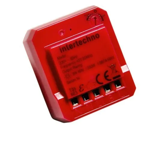 Intertechno Funk-Mini Einbaudimmer ITD-250, Rot - Helligkeitsregelung für dimmbare Leuchten, 32 Speicherplätze und IFTTT-fähig