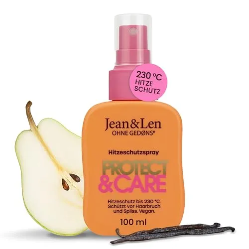 Jean & Len Hitzeschutzspray Protect & Care, schützt das Haar bis 230 °C vor Haarbruch & Spliss, sorgt für geschmeidiges Haar, ohne Silikone & Parabene, vegan Heat Protection Spray, 100 ml