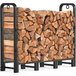 Kaminholzregal aus Schmiedeeisen für Innen und Außen - Robustes Kaminholzregal aus Schmiedeeisen für stilvolle Brennholz-Aufbewahrung. Wetterfest und langlebig, ideal für Garten und Zuhause. Einfache Montage in nur 10 Minuten!