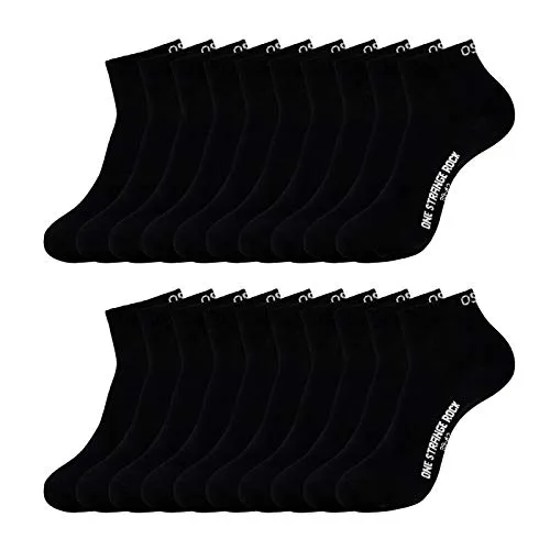 ONE STRANGE ROCK Quarter Socken Kurzsocken Herren Damen 5, 10, 15, 20, 30 Paar, Farbe:Schwarz - 10er Pack, Größe:43-46, Artikel:-900 black rock