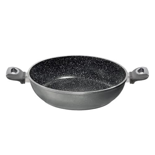 STONELINE Gourmundo Servierpfanne 28 cm – Kratzfest und für fettfreies Braten - Praktische Servierpfanne mit 28 cm Durchmesser, ideal für fettfreies Braten. Die innovative Antihaftbeschichtung mit echten Steinpartikeln sorgt für Langlebigkeit und leichte Reinigung. Geeignet für alle Herdarten.