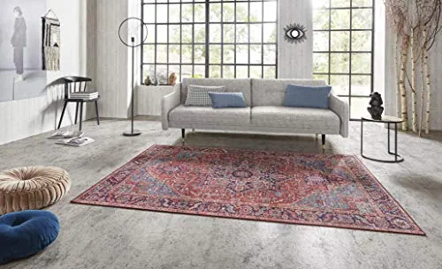 Nouristan Asmar Teppich – Orientalischer Wohnzimmerteppich mit floralen Mustern - Teppich für Esszimmer, Wohnzimmer und Schlafzimmer, inspiriert von orientalischem Design mit langlebigem, pflegeleichtem 100% Polyester und Öko-Tex Standard 100 Zertifizierung.