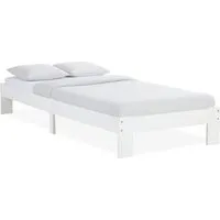 Homestyle4u Einzelbett Holzbett 90x200 mit Lattenrost - Massives Einzelbett 90x200 cm aus weiß lackiertem Kiefernholz, stabil und modern. Inklusive kostenlosem Rolllattenrost für optimalen Schlafkomfort.