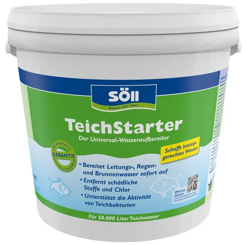 Söll TeichStarter 5 kg - Wasseraufbereiter für Koi-Teiche - Wasserpflege & Algenmittel, ideal für Teiche bis 50.000 Liter, sorgt für klares Wasser und optimale Lebensbedingungen für Ihre Koi.