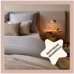 Amqua Luxus Mako Satin Bettwäsche-Set aus 100% ägyptischer Baumwolle - Bettwäsche-Sets für ein 5-Sterne Schlaferlebnis, aus hochwertigem Mako Satin mit 300 Fadendichte, atmungsaktiv und pflegeleicht.