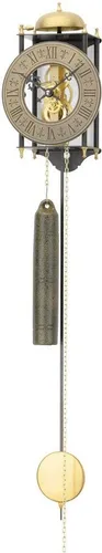 AMS Pendelwanduhr H301 - Mechanische Uhr im Metallgehäuse - Elegante Pendelwanduhr aus Metall für Esszimmer und Wohnzimmer, mit römischen Ziffern und Schlagwerk zur vollen Stunde. Ein zeitloses Design, das Stil und Funktionalität vereint.
