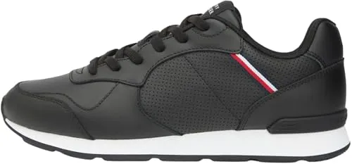 Tommy Hilfiger Runner Icon Herren Fm0fm05740 Low-Top aus Leder, Black, 45 EU