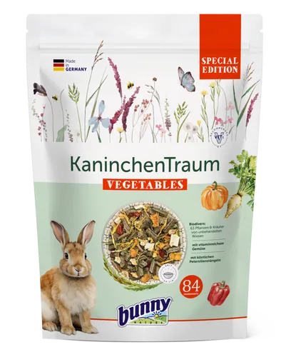 Bunny KaninchenTraum SPECIAL EDITION VEGETABLES 4 kg - Hochwertiges Kaninchenfutter - Futter für Kaninchen mit speziellen Gemüsebestandteilen, reich an Nährstoffen und ideal für eine gesunde Ernährung.