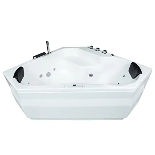 Basera® PREMIUM Indoor Eck-Whirlpool Badewanne Capri 145 x 145 cm - Whirlpool-Badewannen mit 24 Massagedüsen, Heizung und vielen Extras für ein entspannendes Badeerlebnis. Made in Germany für höchste Qualität und Langlebigkeit.
