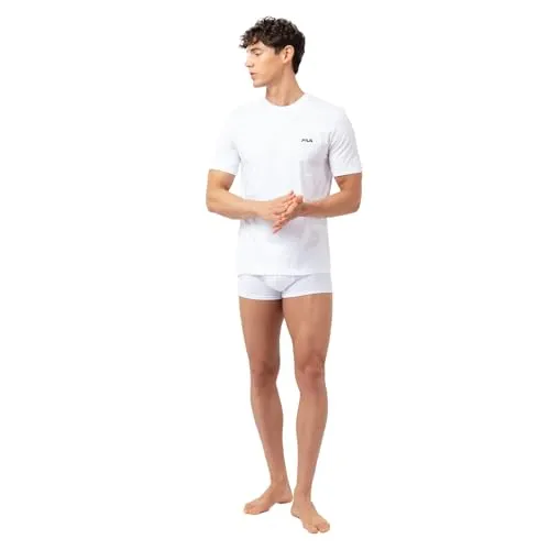 FILA Herrenunterhemd, 100% Baumwolle, Normale Passform & Rundhalsausschnitt (2 Stück)