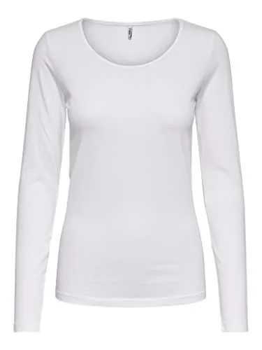 ONLY Damen Longsleeve Onllive Love Life Basic Damen-Shirt 15204712 White XL