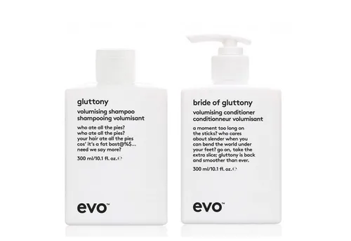 evo Hair Gluttony Volumising Shampoo & Conditioner Set 300ml - Voluminisierendes Shampoo und Conditioner für volles, kräftiges Haar. Ideal für die tägliche Pflege und mit geprüfter Qualität für beste Ergebnisse.