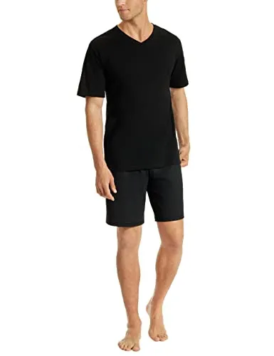 Uncover by Schiesser Herren Pyjama Kort Schlafanzug kurz, Schwarz, 52 EU - Schlafanzüge für Herren, perfekte Passform und hautfreundliches Material für hohen Tragekomfort in modischen Farben.