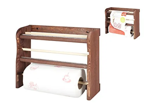 Home Regal 3 Rollen Küche Holz dunkel, Holz, 34 x 11 x 26 cm