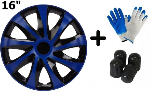 NRM KO252 Radzierblende Draco CS, Schwarz/Blau, 16 Zoll, 4er Set - Radkappen - hochwertige Premium Radzierblende aus schlagfestem ABS-Kunststoff für eine sichere und werkzeuglose Befestigung, ideal für einen stylischen Look