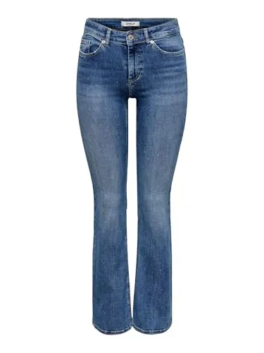 ONLY Onlblush Mw FLA Rhineston DNM Tai885Noos Jeans für Jugendliche - Stylische Jeans von ONLY für Jugendliche. Ausgestellter Schnitt mit funkelnden Strassdetails für einen modischen Look.