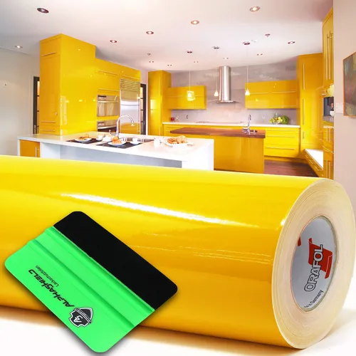 10m Oracal 621 Glanz 021 Gelb Plotterfolie + Rakel Klebefolie Möbelfolie