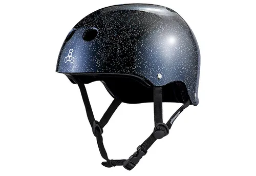 Triple 8 Allroundhelm Deep Cover - Glitter Color Edition schwarz XS/S (51-54cm) - Robuster Hartschalenhelm mit 10 Belüftungsöffnungen, ideal für Boardsport und Radsport. Perfekte Größenanpassung durch individuelle Polster. Stylisches Design in black glitter.